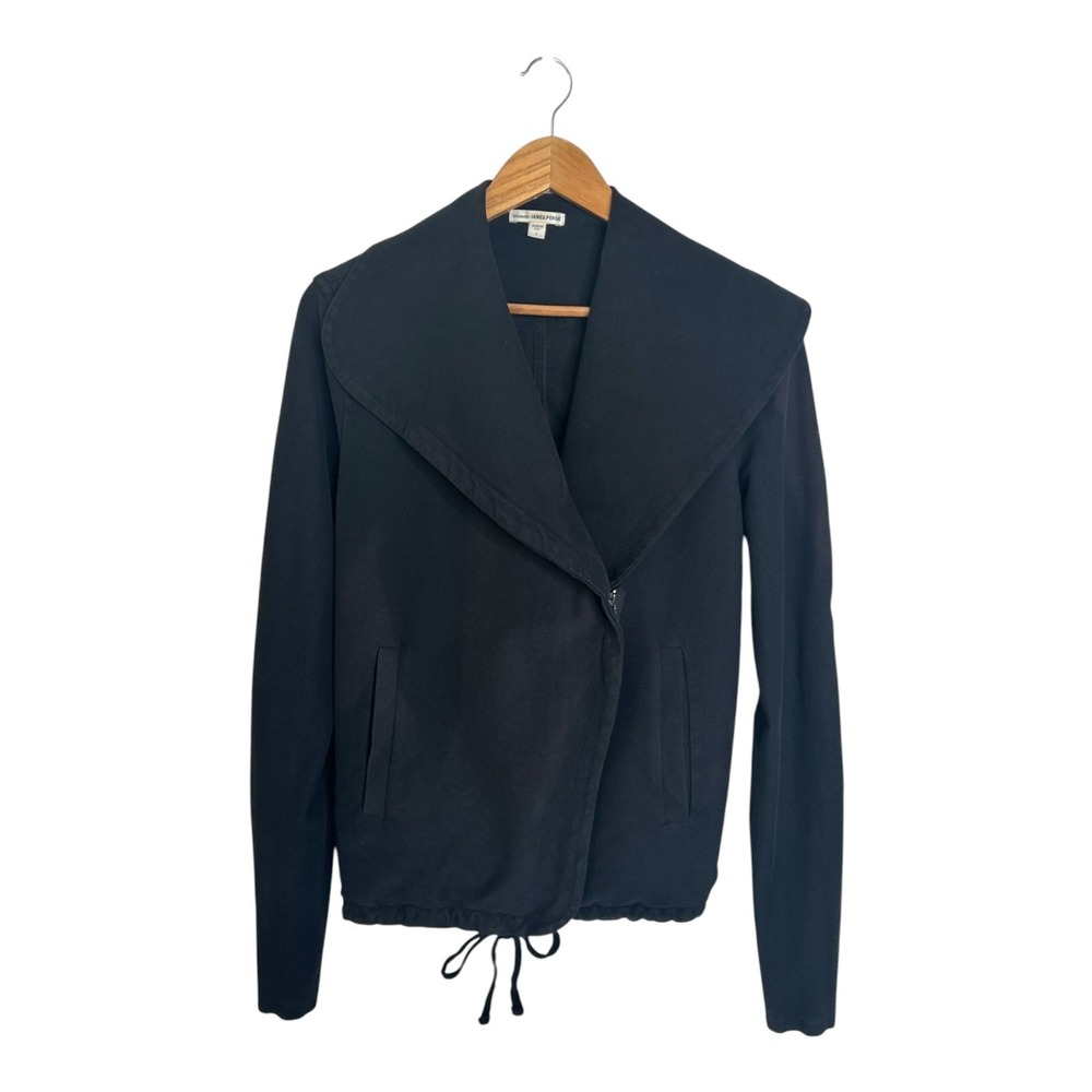 James Perse Black Soft Drape Knit Twill Moto Jacket WSL2886 Size 1 S